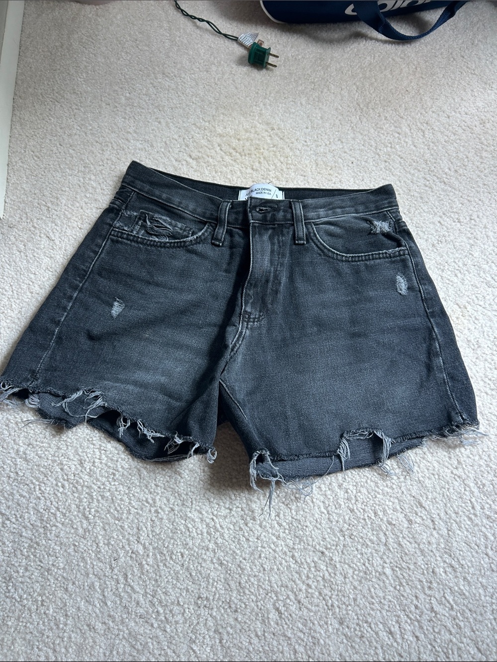 Just Black Washed Black Distressed Denim Shorts